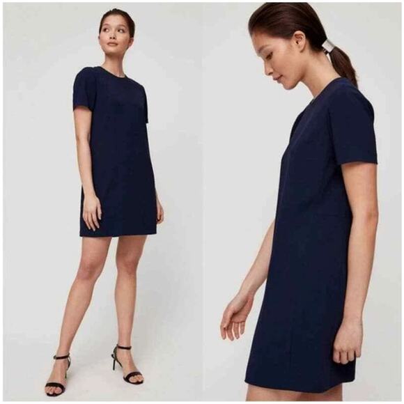 Aritzia Dresses & Skirts - Aritzia Babaton Navy Blue Patricio Crew neck Casual Shift Mini Dress Womens 2